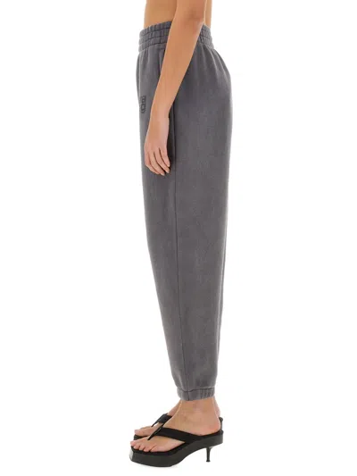 Alexander Wang Essential Logo French Terry Sweatpants In Gray