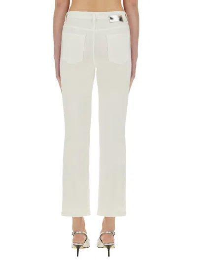Pt Torino Flare Fit Five-pocket Trousers With Belt Loops In White