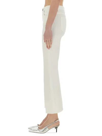Pt Torino Flare Fit Five-pocket Trousers With Belt Loops In White