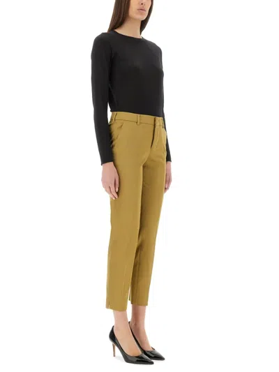 Pt Torino Slim Fit Cropped Trousers With Side Pockets In Green