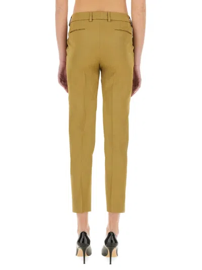 Pt Torino Slim Fit Cropped Trousers With Side Pockets In Green