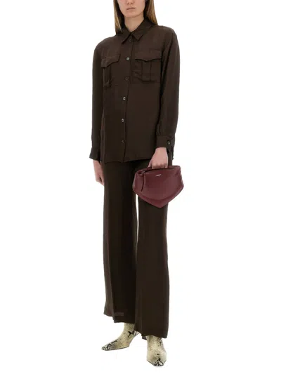 Aspesi Viscose Trousers In Brown In Black