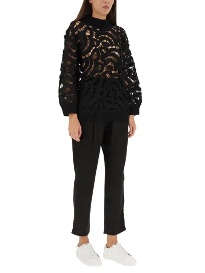Fabiana Filippi High Waist Relaxed Fit Straight Leg Trousers In Black