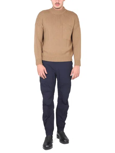 Ten C Trousers Elastic Waistband Back Pocket Side Pockets In Blue