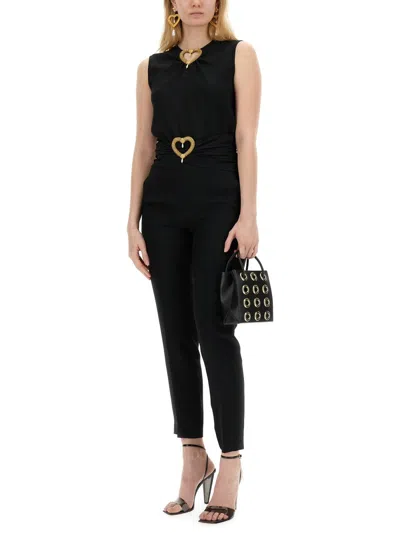 Moschino Couture Pants With Heart Application In Black