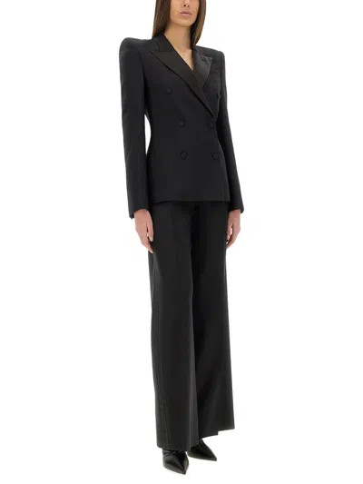 Alexander Mcqueen Wide-leg Pant In Wool Blend In Black