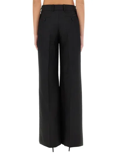 Alexander Mcqueen Wide-leg Pant In Wool Blend In Black