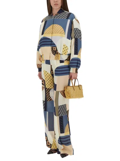 Fendi Pantalone Pigiama In Crêpe Stampata   Donna