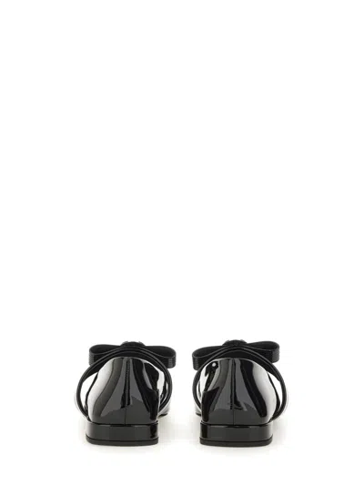 Versace Open-toe Ballet Flats In Gianni Ribbon