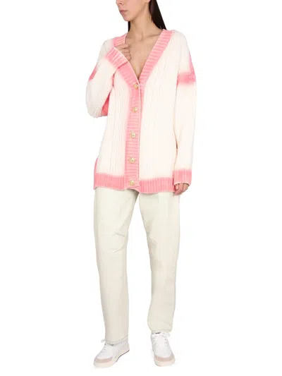 Palm Angels Patent Leather Effect Palm Cardigan In White
