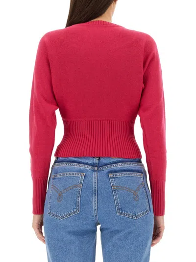 Moschino Peace Symbol Embellished Knitwear With Long Sleeves In Pink