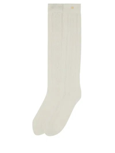 Valentino Perforated Cotton Socks With Vlogo In Gray