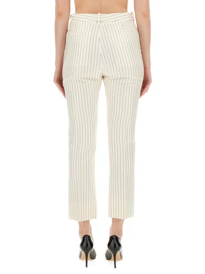 Tom Ford Wool And Silk Trouser With Striped Motif In Neutral