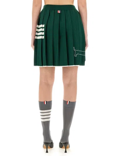 Thom Browne Hector Icon Pleated Mini Skirt In Green