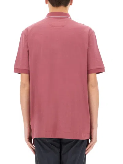 Hugo Boss Boss Silk-blend Pink Polo In Pink