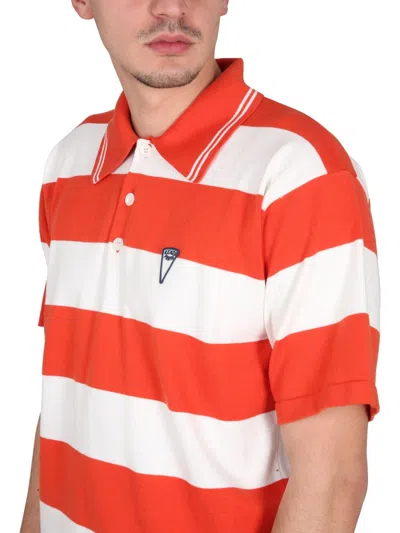 Kenzo White And Red Polo T-shirt With Embroidered Logo In Multi