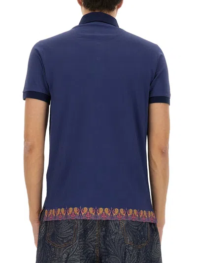 Etro Polo Shirt With Print In Blue
