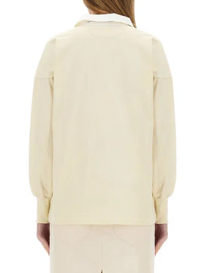 Maison Margiela Polo Shirt With Print In Yellow