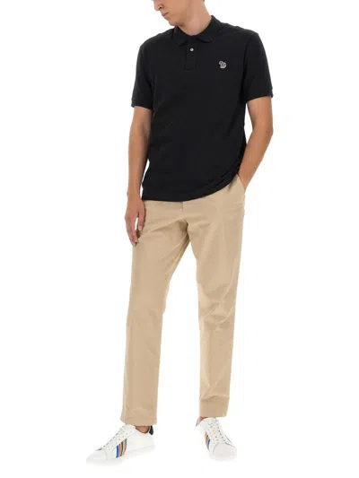 Ps By Paul Smith Ps Paul Smith Polo Shirt With Zebra Patch In Black