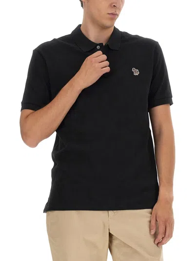 Ps By Paul Smith Ps Paul Smith Polo Shirt With Zebra Patch In Black