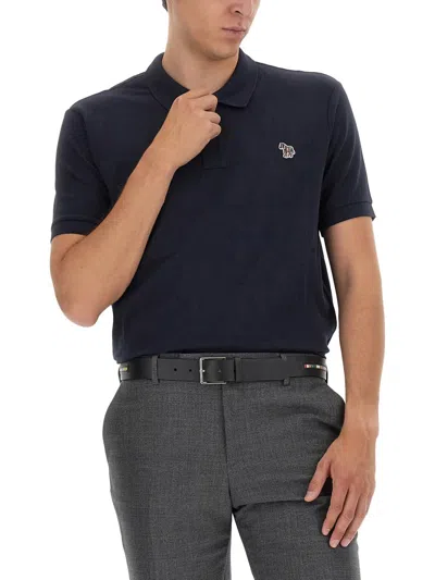 Ps By Paul Smith Ps Paul Smith Polo Shirt With Zebra Patch In Blue