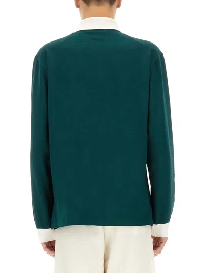 Casablanca Green Polo Shirt With Classic Collar And Logo Lettering On The Front In Green
