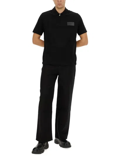Balmain Cotton Polo Shirt In Black
