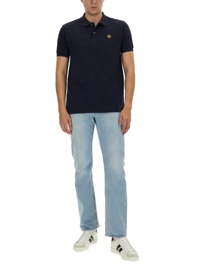 Bally Short Sleeve Polo Shirt With Collar Design In Blue