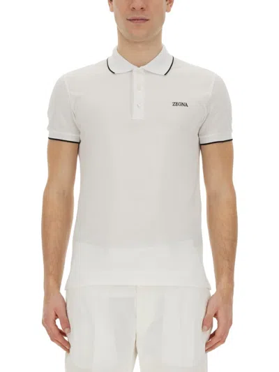 Zegna Fitted White Polo With Classic Collar In White