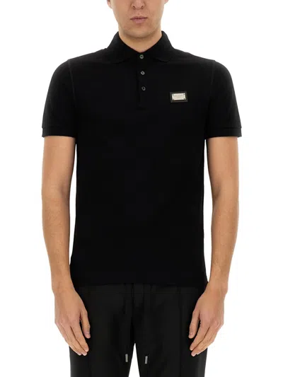 Dolce & Gabbana Polo With Logo In Black