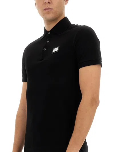 Dolce & Gabbana Polo With Logo In Black