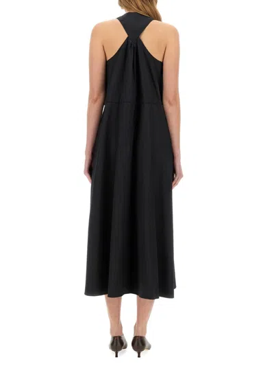 Aspesi Halter Neck Midi Length Sleeveless Dress Waist Tie In Black
