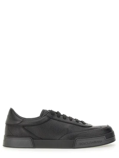 Dolce & Gabbana Gray Calfskin Portofino Yacht Sneakers In Black