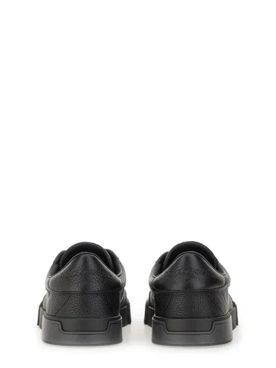 Dolce & Gabbana Gray Calfskin Portofino Yacht Sneakers In Black