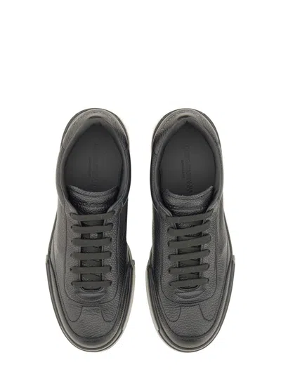 Dolce & Gabbana Gray Calfskin Portofino Yacht Sneakers In Black