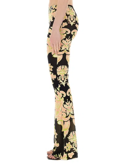 Etro Print Viscose Trousers In Black