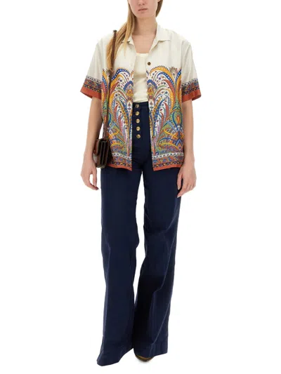 Etro Silk Shirt With Collared Neck And Print
