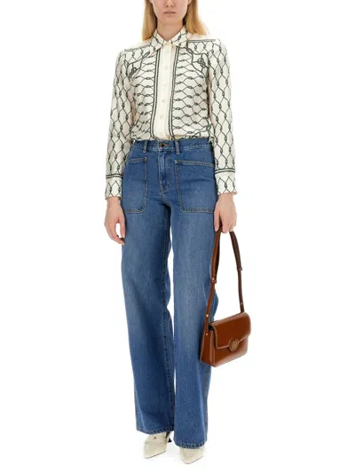 Tory Burch Printed Silk Twill Shirt In Multi