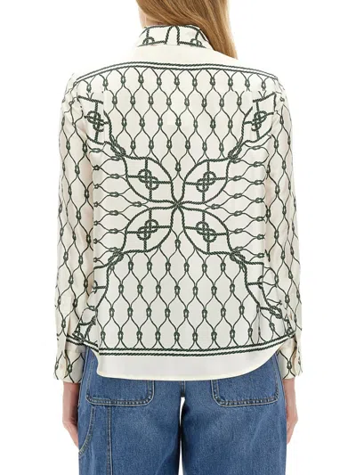 Tory Burch Printed Silk Twill Shirt In Multi