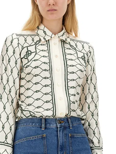 Tory Burch Printed Silk Twill Shirt In Multi