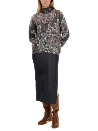 Etro Printed Wool Sweater In Multi