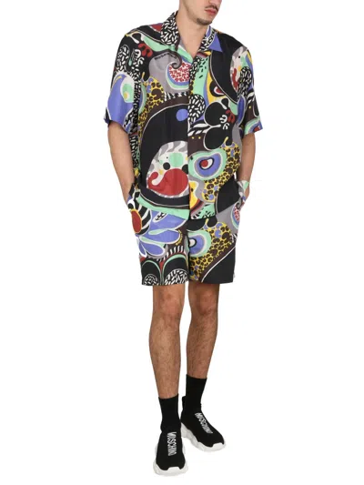 Moschino Printed Swim Shorts In Black