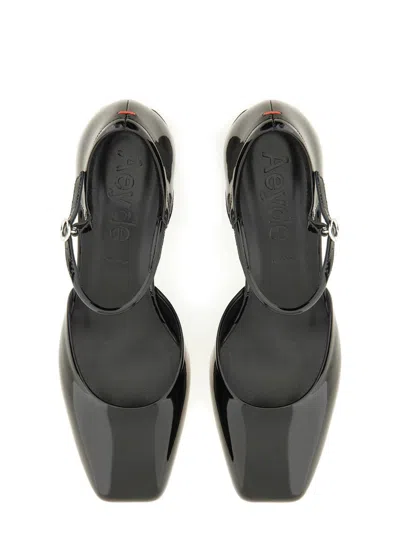 Aeyde Black Magda Leather Mary-jane Heels