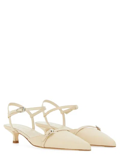 Aeyde Off-white Melia Leather Kitten Heels In Neutral