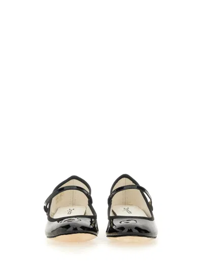 Repetto Ballerina In Shiny Leather With Strap In Black