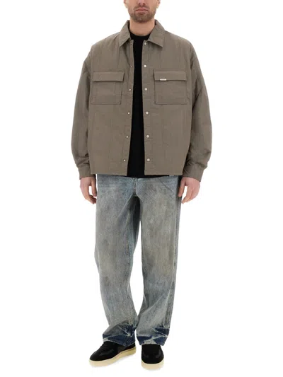 Represent Quilted Overshirt With Collared Chest Pockets In Gray