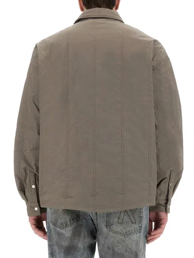 Represent Quilted Overshirt With Collared Chest Pockets In Gray