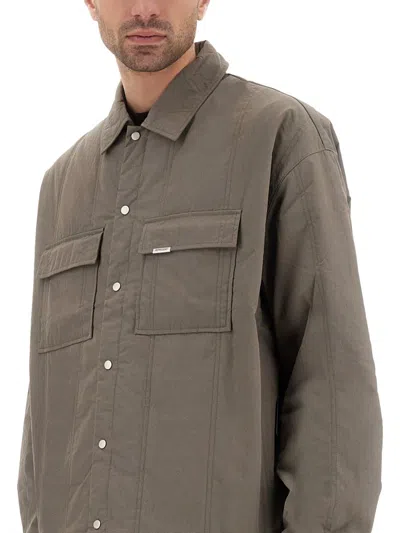 Represent Quilted Overshirt With Collared Chest Pockets In Gray