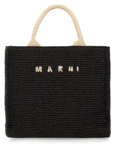Marni Raffia Effect Fabric Small Tote Bag
