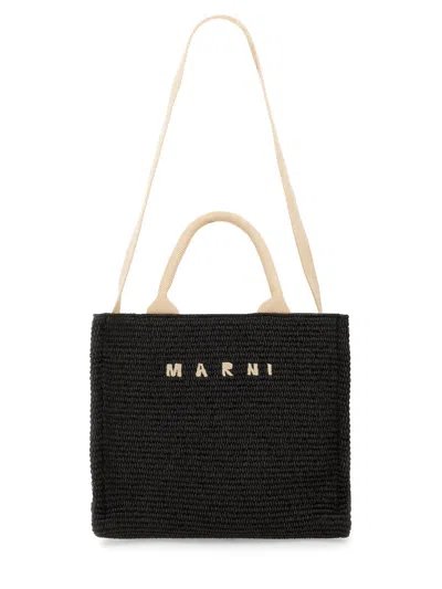 Marni Raffia Effect Fabric Small Tote Bag
